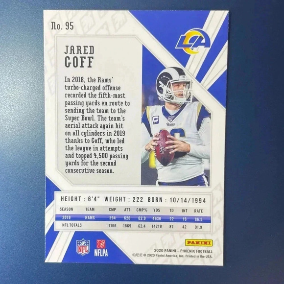 Jared Goff Fire Burst Hyper Prizm 2020 Panini Phoenix Fanatics Exclusive #95 - Picture 2 of 2